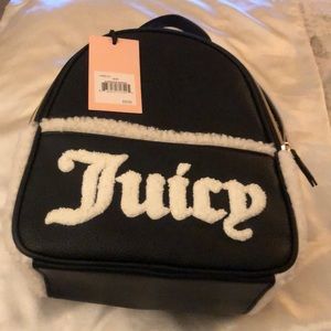 Juicy Couture Black & White Faux Sherpa Flashback Small Backpack NWT